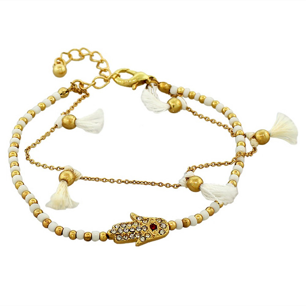 Fashion Hamsa Evil Eye Adjustable Beaded Bracelet
