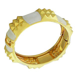 Fashion Alloy Yellow Gold-Tone White Enamel Spikes Bangle Bracelet