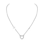 925 Sterling Silver Love Heart Cross Charm White Pendant Necklace