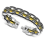 Silver-Tone Gold-Tone Black Link Chain Men's Bracelet