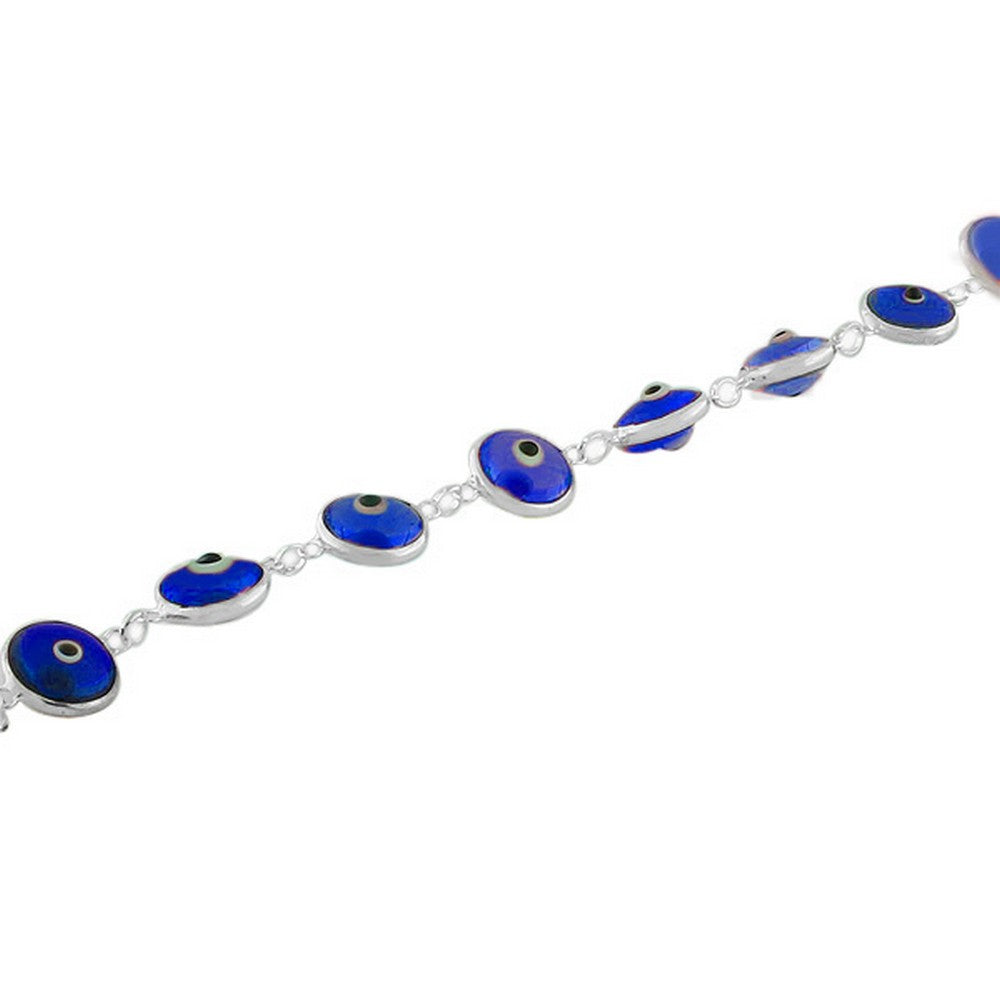 925 Sterling Silver Dark Blue Evil Eye Hamsa Beaded Bracelet
