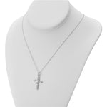 My Daily Styles 925 Sterling Silver Womens or Girls Cubic Zirconia Cross Pendant Necklace And Adjustable Chain 16"-18"