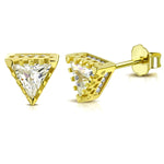 925 Sterling Silver White Clear CZ Triangle Stud Earrings, 0.25"