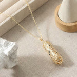 My Daily Styles Gold Tone Plated Mezuzah Pendant Necklace with Blue & White CZ Stones – Jewish Mezuzah Scroll Pendant with Filigree Design – Elegant Judaica Jewelry