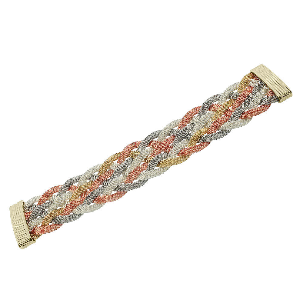 Fashion Alloy Multi-Tone Wide Mesh Bracelet