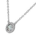 925 Sterling Silver Small Clear White CZ Pendant Necklace