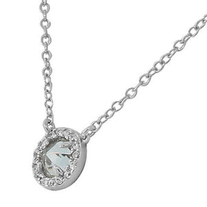 925 Sterling Silver Small Clear White CZ Pendant Necklace