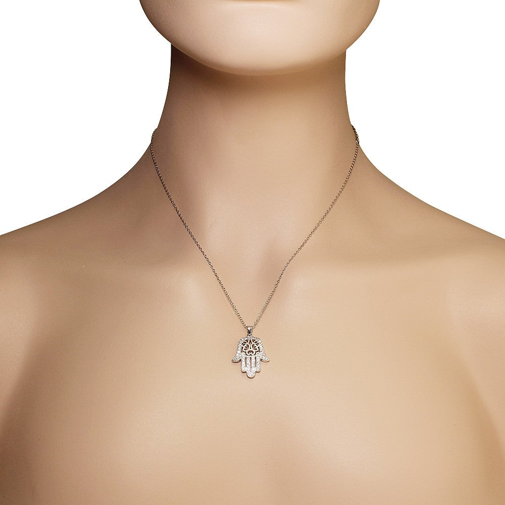 Filigree Hamsa  Sterling Silver Necklace