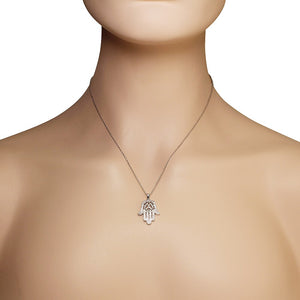 Filigree Hamsa  Sterling Silver Necklace