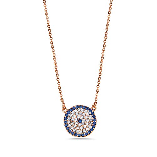 Gold Evil Eye Necklace Sterling Silver Cubic Zirconia