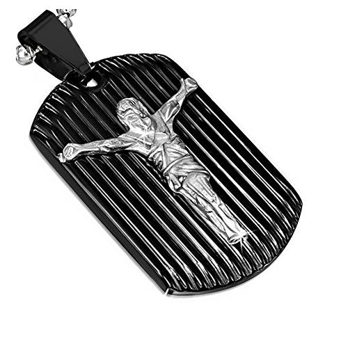 Stainless Steel Two-Tone Religious Jesus Crucifix Pendant Necklace