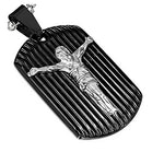 Stainless Steel Two-Tone Religious Jesus Crucifix Pendant Necklace