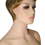 925 Sterling Silver White Clear CZ Blue Simulated Opal Triangle Stud Earrings, 0.40"