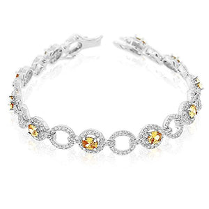 925 Sterling Silver White Purple Violet Amethyst-Tone CZ Classic Tennis Bracelet