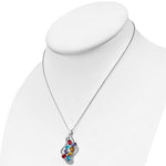 925 Sterling Silver White Clear Multicolor CZ Bright Holiday Pendant Necklace