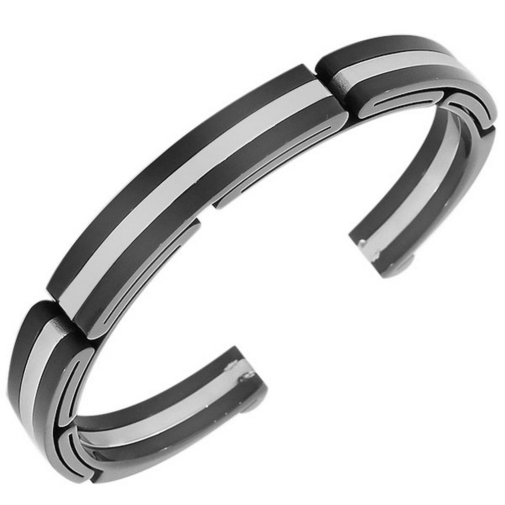Stainless Steel Two-Tone Womens Mens Open End Bracelet