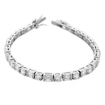925 Sterling Silver Round Baguette White Multicolor CZ Classic Tennis Bracelet