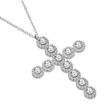My Daily Styles Women's Large 925 Sterling Silver CZ Cross Pendant - Adjustable Chain 16"-18"