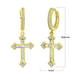 My Daily Styles Womens Girls 925 Sterling Silver Hoop Huggie Earrings with Dangling Cross Sparkling Cubic Zirconia