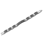 Stainless Steel Black Silver-Tone Lords Prayer in English Mens Link Bracelet