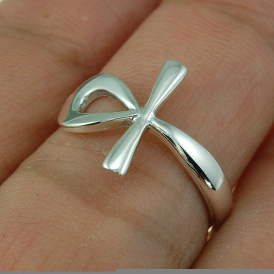 Ankh Cross Ring 925 Sterling Silver