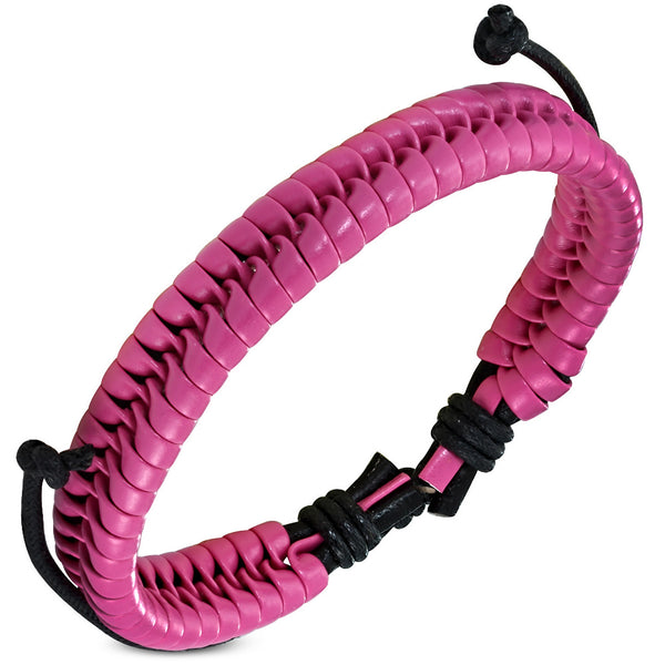 Bright Pink Leather Bracelet