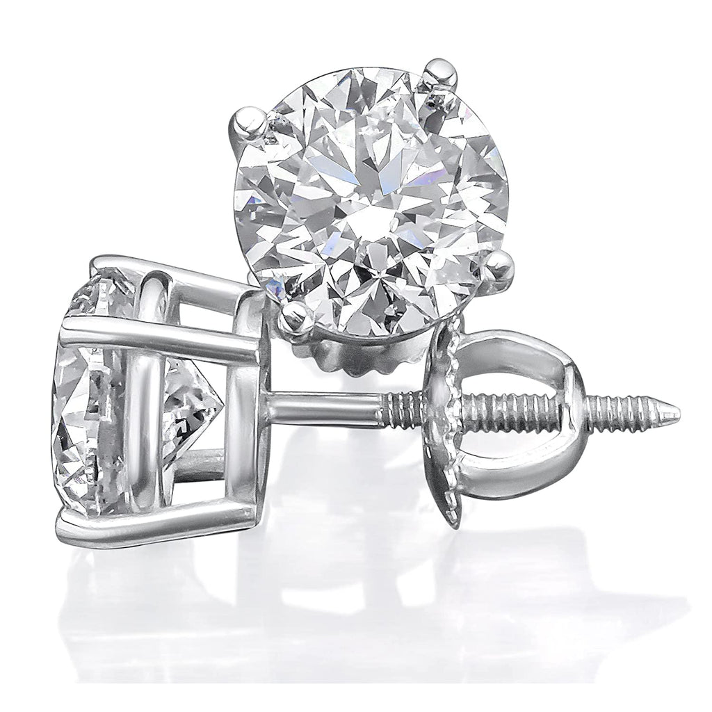 2.37 CT Certified Lab Grown Round Diamond Studs Earrings 14k White Gold D Color VVS2 Clarity