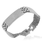 Stainless Steel Silver-Tone Padre Nuestro Prayer in Spanish Mens Bracelet