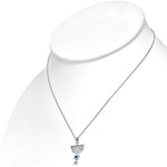 925 Sterling Silver Blue Simulated Opal Jewish Star of David Menorah Pendant Necklace