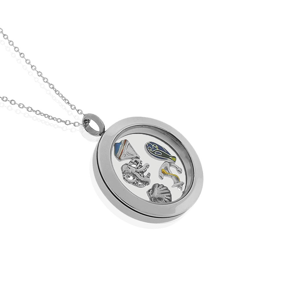 Stainless Steel Sea Marine Fish Locket Pendant Necklace - Charms Included