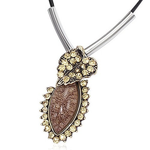 Fashion Alloy Oval Green Charm with Heart Love Black Chain Pendant Necklace
