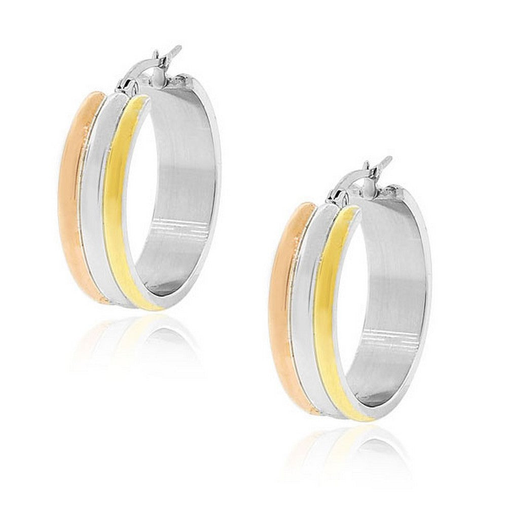 Stainless Steel Gold-Tone and Silver-Tone Classic Polished Hoop Earrings 1.0" Diameter