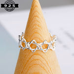My Daily Styles 925 Sterling Silver Adjustable Star of David Ring for Women – One Size Fits All Jewish Jewelry, Open Magen David Band