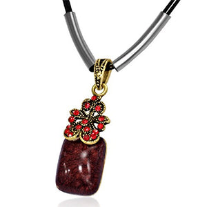 Fashion Alloy Scarlet Square Charm Red Butterfly Flower Black Chain Pendant
