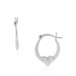 925 Sterling Silver Love Heart Oval Hoop Earrings, 0.75"
