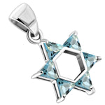 925 Sterling Silver Jewish Star of David Pink CZ Womens Girls Pendant Necklace