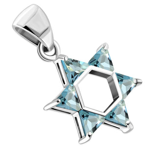 925 Sterling Silver Jewish Star of David Pink CZ Womens Girls Pendant Necklace