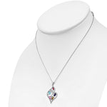 925 Sterling Silver White Clear Multicolor CZ Bright Holiday Pendant Necklace