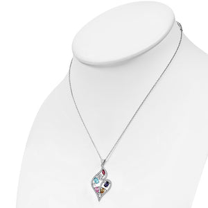 925 Sterling Silver White Clear Multicolor CZ Bright Holiday Pendant Necklace