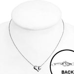 Stainless Steel Silver-Tone White CZ Love Heart Womens Girls Pendant Necklace