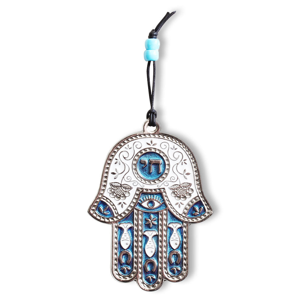 Jewish Chai Living Good Luck Home Wall Decor Multicolor Hamsa Hand - Medium - Made in Israel - Pink