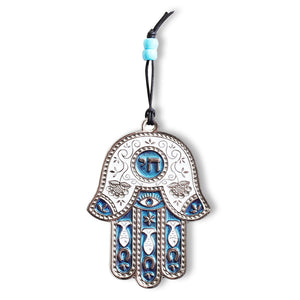 Jewish Chai Living Good Luck Home Wall Decor Multicolor Hamsa Hand - Medium - Made in Israel - Pink