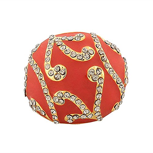 My Daily Styles Fashion Alloy Yellow Gold-Tone Red White Clear CZ Statement Cocktail Ring