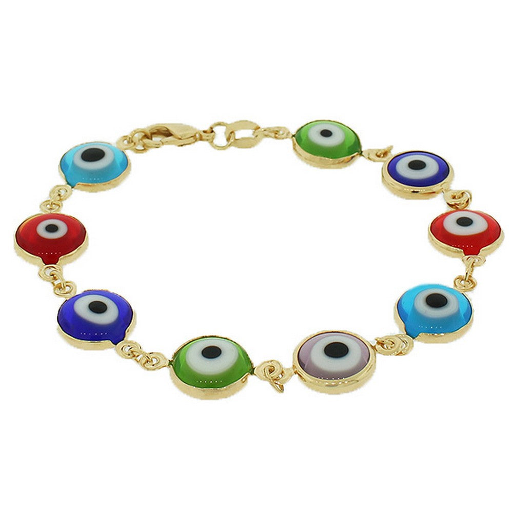 Rainbow Evil Eye Link Chain Bracelet