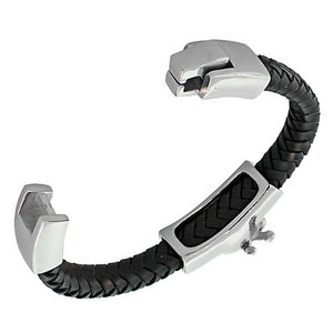 Stainless Steel Leather Skull Knife Rose Men's Bracelet