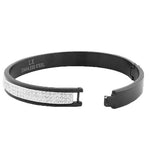 Stainless Steel Black White CZ Bangle Bracelet