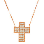 925 Sterling Silver Womens Religious Latin Cross White CZ Pendant Necklace