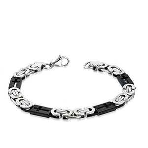 Stainless Steel Silver-Tone Black Religious Cross Men's Bracelet, 9"