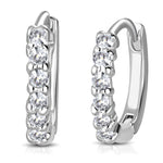 925 Sterling Silver White Clear CZ Hoop Huggie Earrings 0.50"