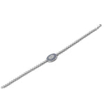 925 Sterling Silver White Blue Bezel-Set CZ Evil Eye Womens Tennis-Bracelet